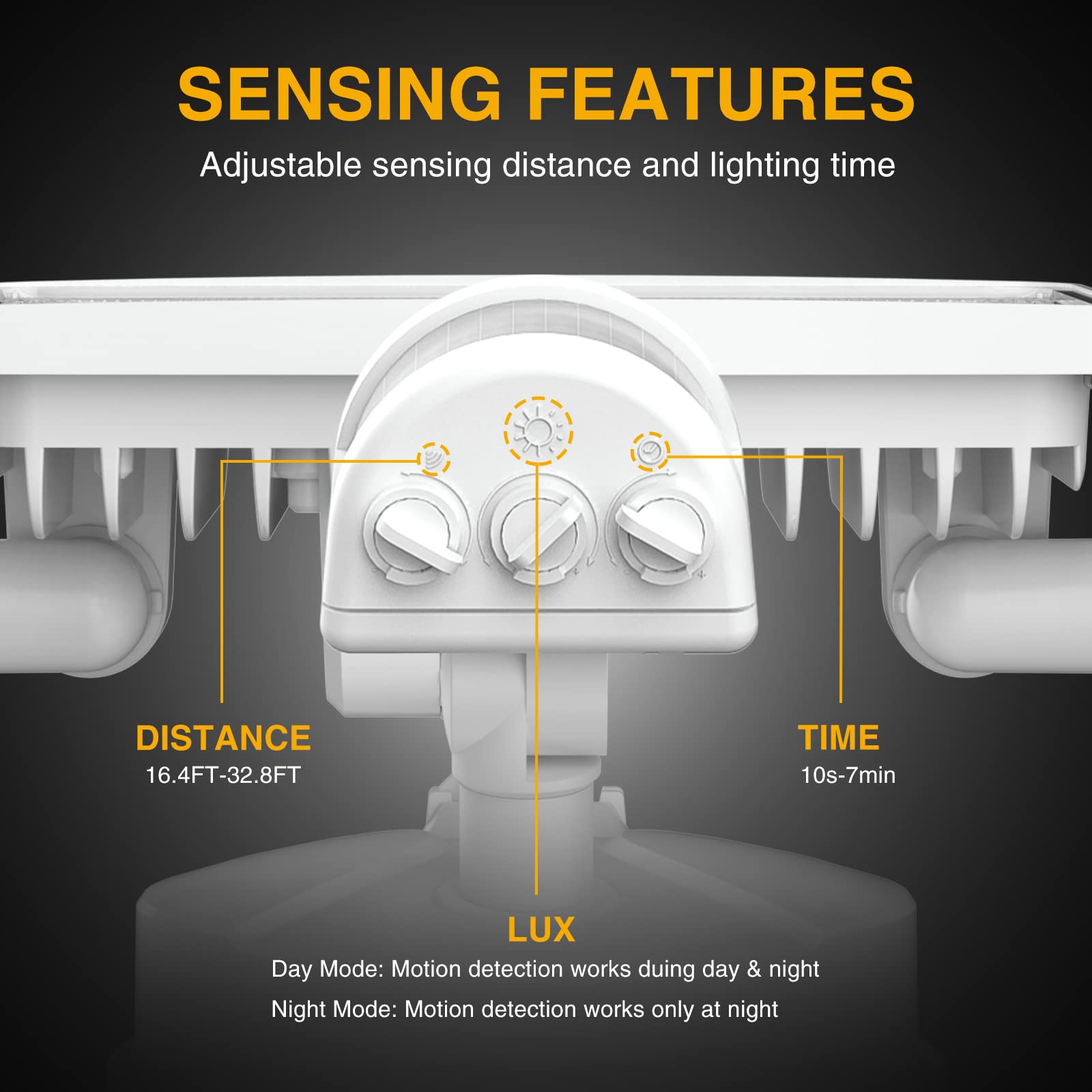 Onforu 100W LED Security Light, 9000LM, Motion Sensor, IP65 Waterproof, 3 Head, Standard Size, White, Model BDD100G-3