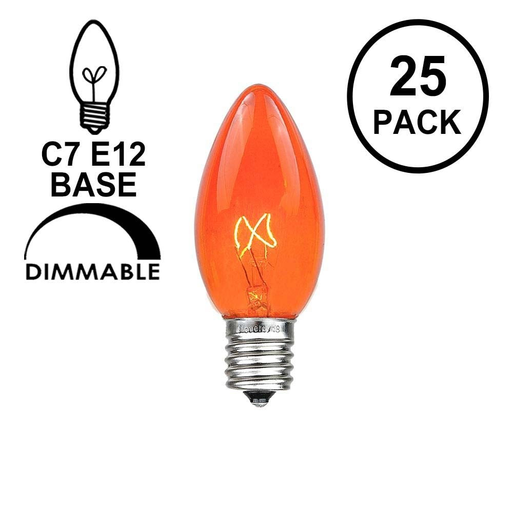 Novelty Lights Incandescent Replacement Bulbs - Outdoor Individual Bulbs For Events, Holiday Parties, Patios, And More - C7/E12