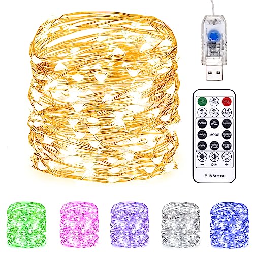 Fairy Lights 66 Ft 200 Led Usb Twinkle String Lights Plug In Silver Wire Lights With Remote And Timer 8 Modes Outdoor Waterproof Starry Lights Diy Party Wedding Christmas Decoration(Warm White)