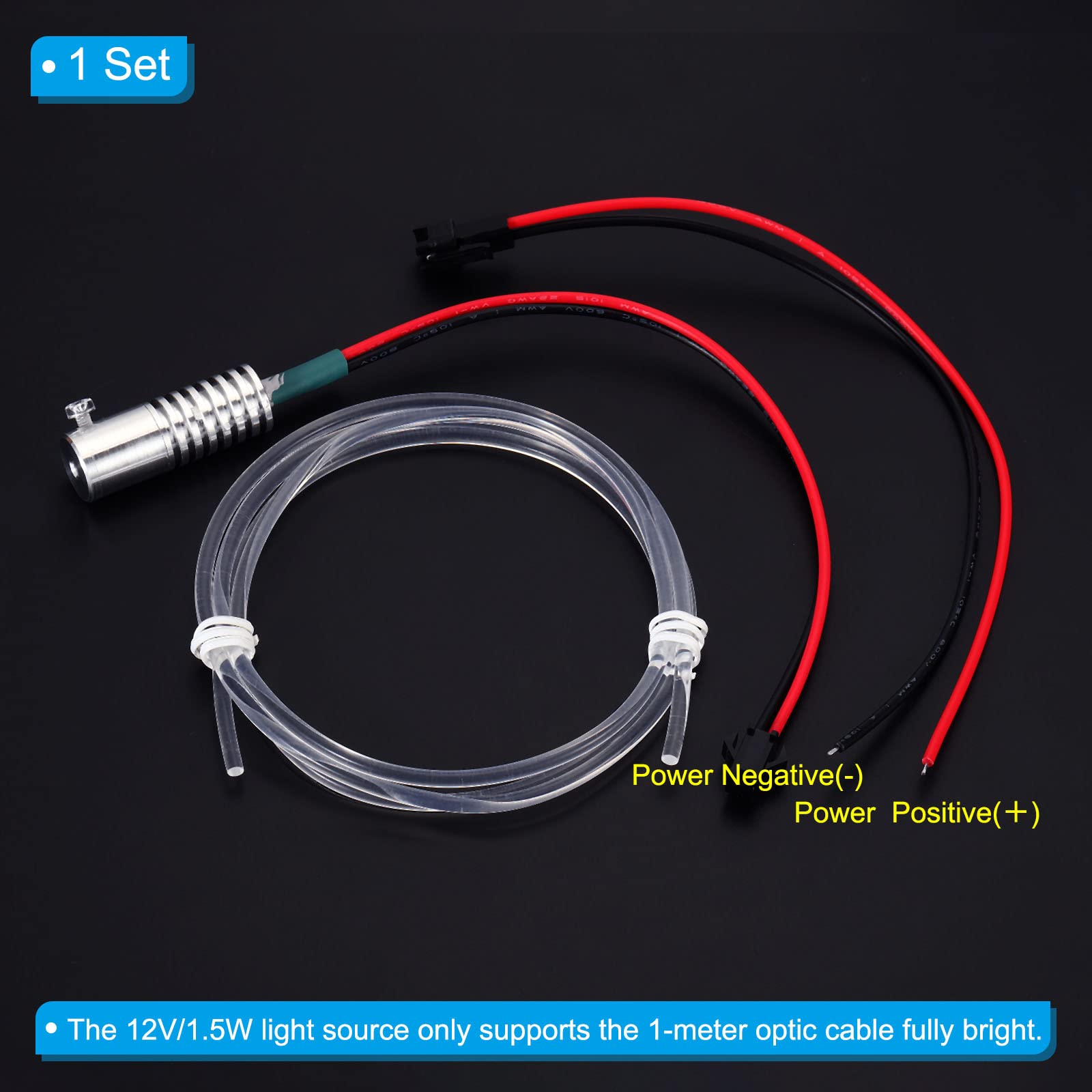 PATIKIL 3mm PMMA Side Glow Fiber Optic Cable Kit with LED Aluminum Illuminator, 1m, Green, Model a313ce8d-c932-44b3-907