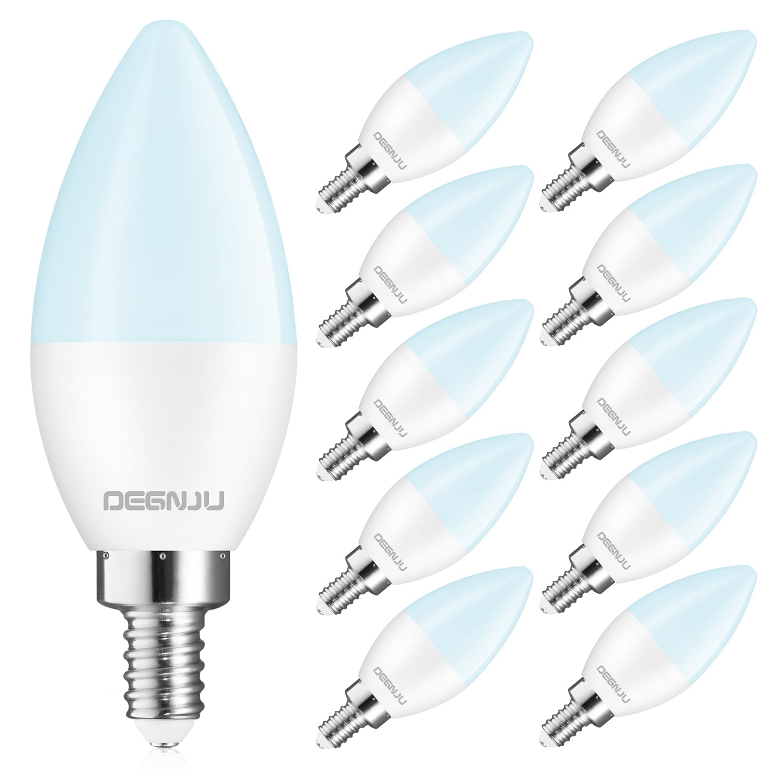 Degnju Chandelier Light Bulbs 60 Watt Equivalent, Candelabra Led Light Bulbs, E12 Led Bulb Daylight 5000K, Type B Light Bulb 5.5