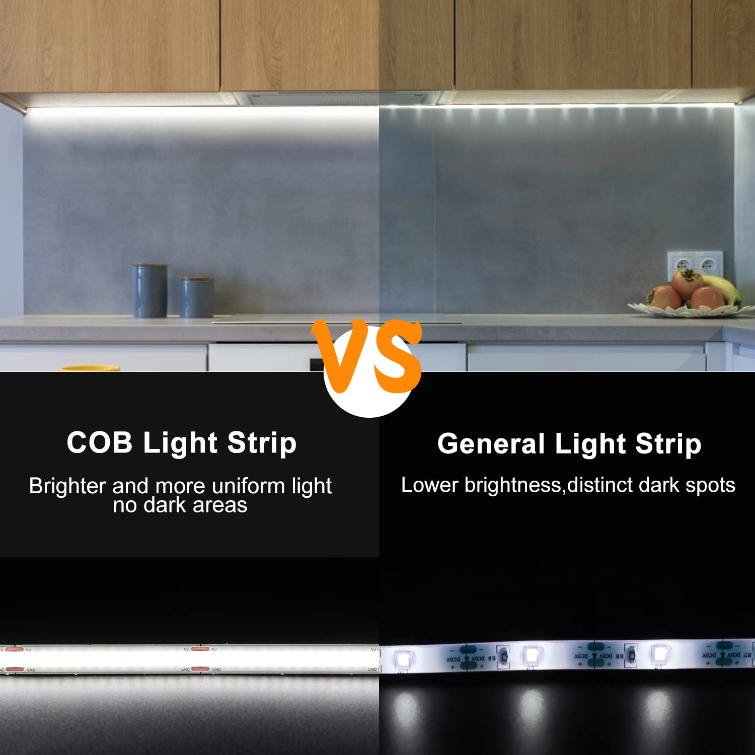 Smacen Usb Powered Cob Led Strip Lights, 6.56Ft Battery Operated 6000K Led Strip Lights, High Brightness Flexible Led Tape Light