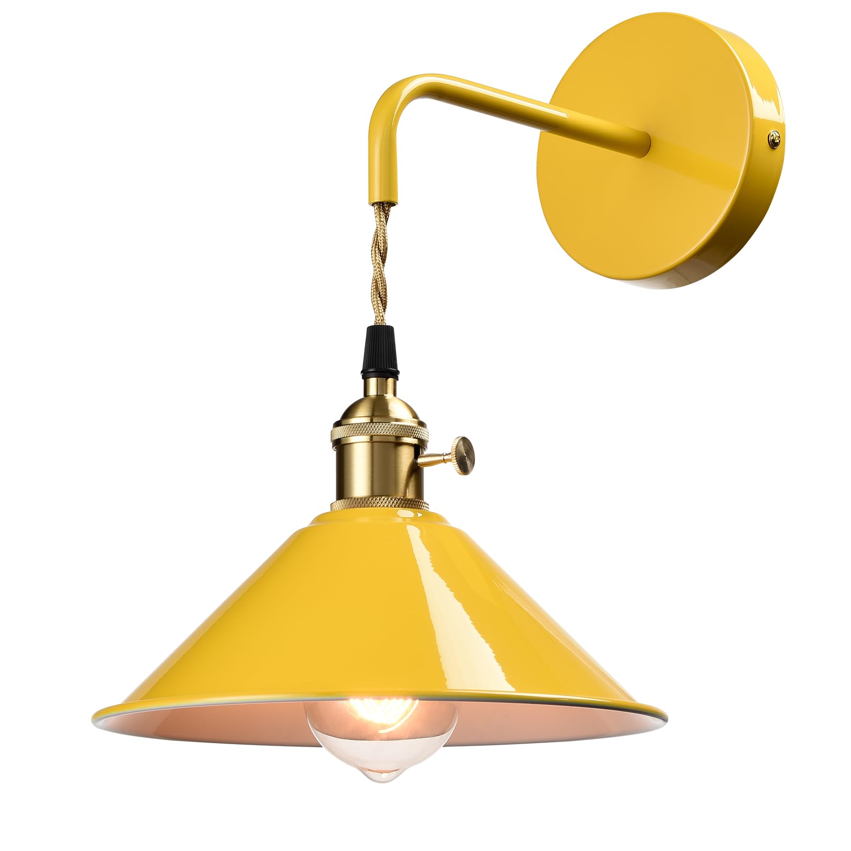 Jeenkae Modern Nordic Wall Sconce With On-Off Switch E26 Based Wall Mounted Light Fixture With Umbrella Shade For Bathroom Hallw