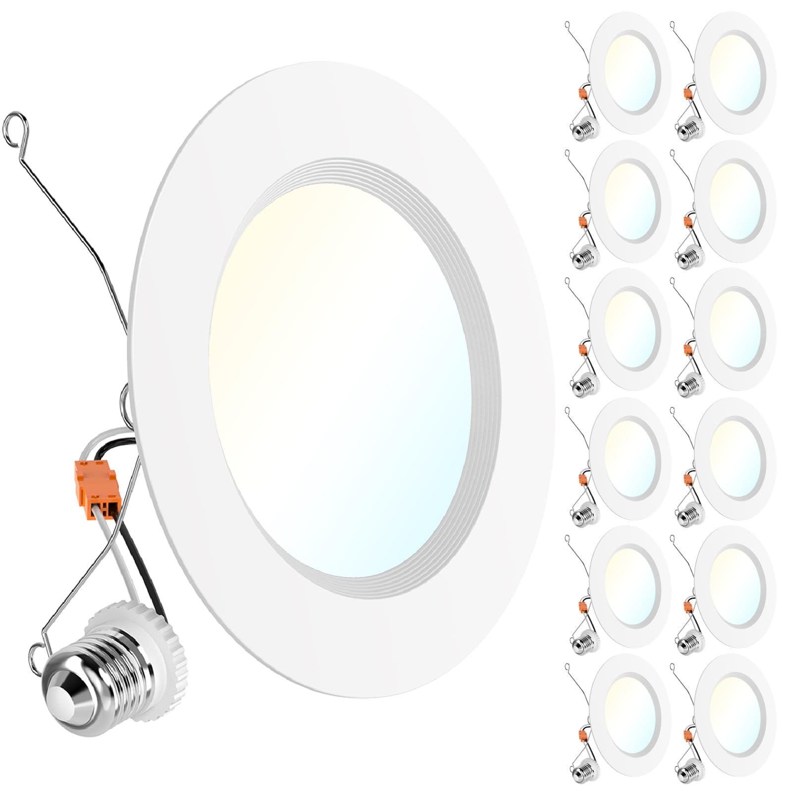 Sunco 12 Pack LED Recessed 6 Inch, High Brightness 1700 LM, Selectable CCT 2700K/3000K/4000K/5000K/6000K, Dimmable Can Lights, B