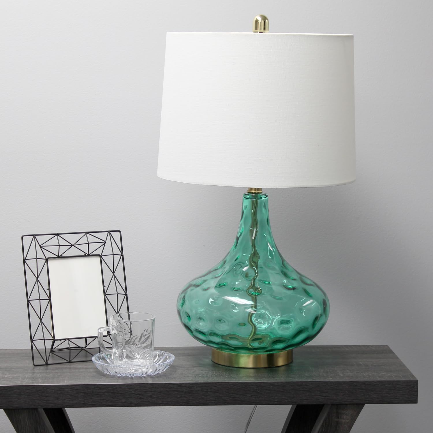 All The Rages 24in Wavy Colored Glass Table Lamp, Seafoam, Model LHT-3016-SF, Contemporary Design