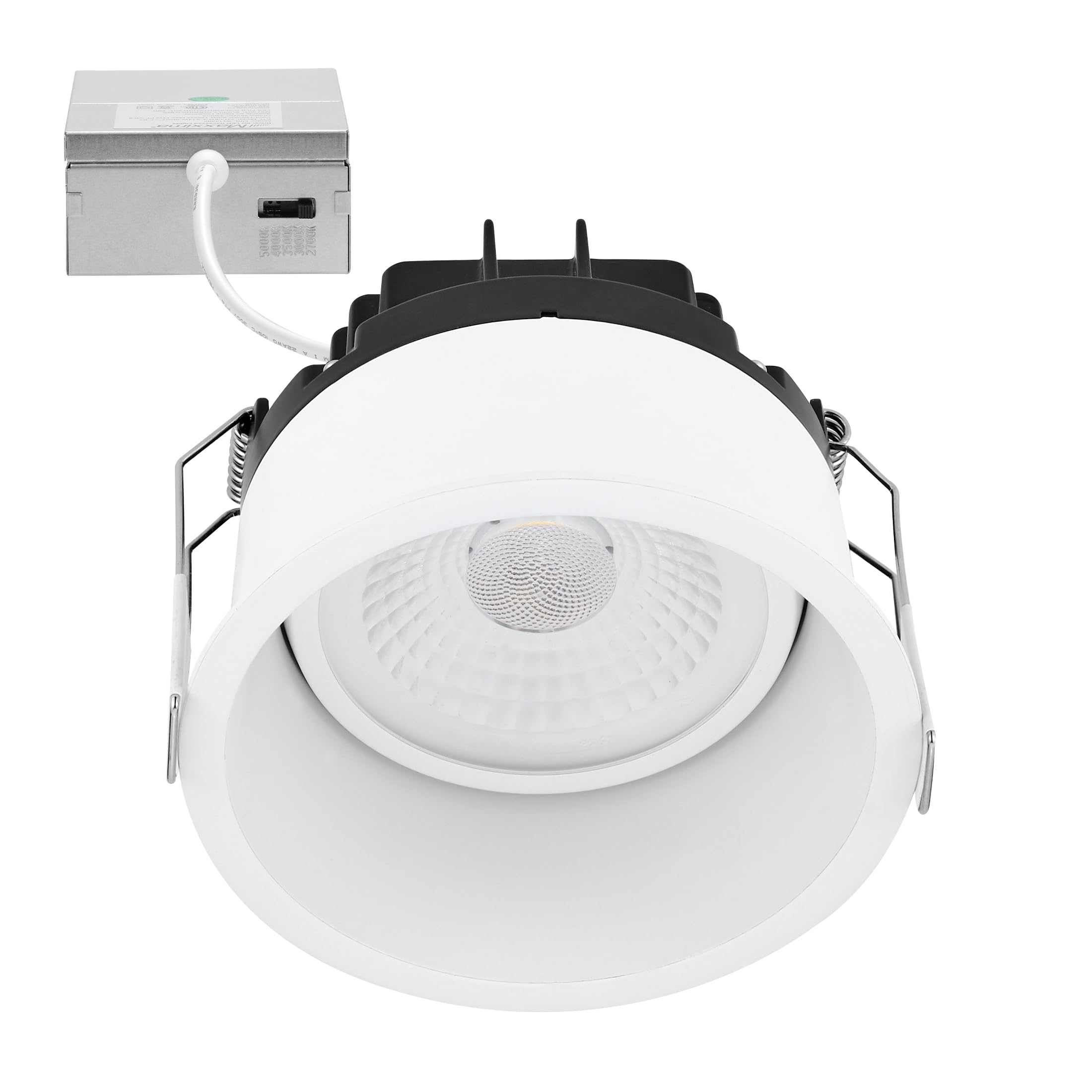 Maxxima 4 5 CCT Adjustable Slim Recessed LED Regressed Eyeball Gimbal Downlight 1100 Lumens Color Select 2700K/3000K/3500K/4000K
