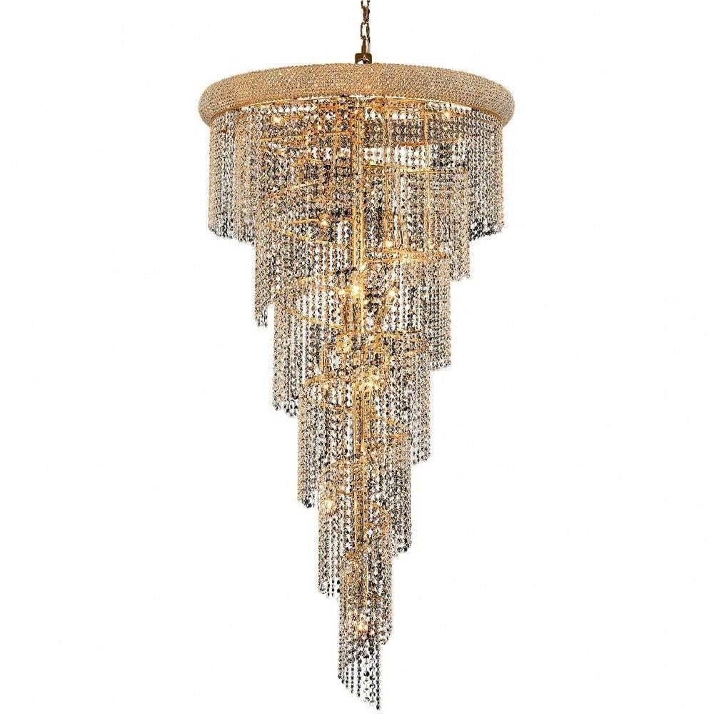 Elegant Lighting Value Spiral 22 Light Gold Chandelier Clear Royal Cut Crystal - Finish:Gold - Finish:Gold - Finish:Gold - Finish:Gold - Finish:Gold - Finish:Gold - Finish:Gold Gold