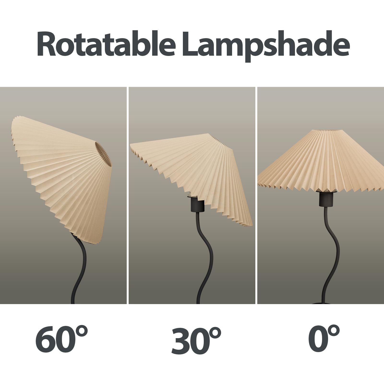 Kunjoulam Small Pleated Table Lamp, Bedside Nightstand Lamp With Beige Lampshade Black Base, Morden Mini Lamp For Bedroom Home O