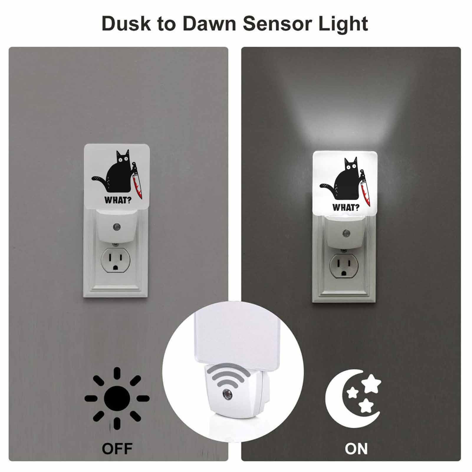 Chrobak LED Night Light with Dusk to Dawn Sensor, Black Cat Design, Model WML-Night-Light-231023-109