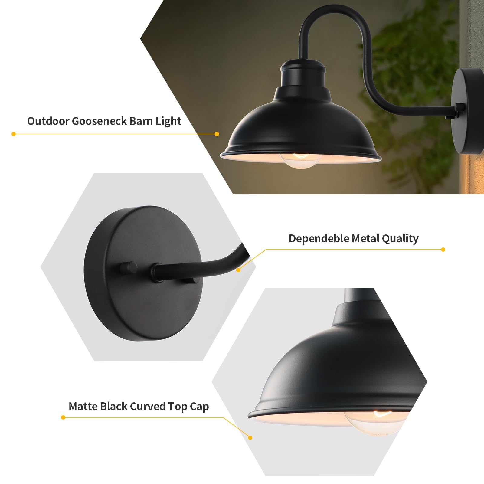 Lprzsg Outdoor Gooseneck Barn Light Outdoor Wall Sconce 8 Inch Farmhouse Exterior Wall Mount Light Vintage Fixture Industrial Ma
