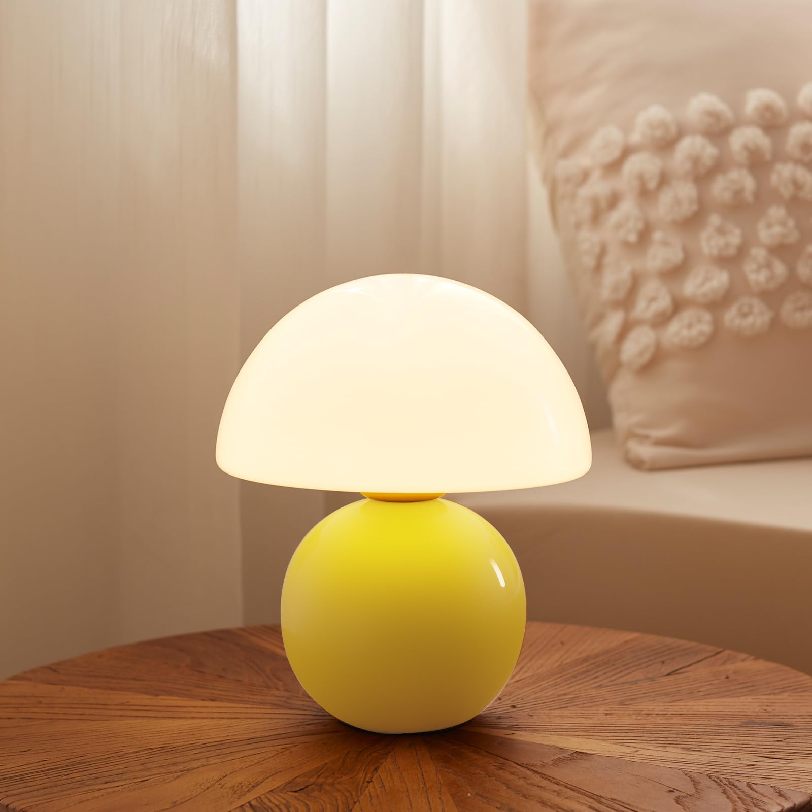 Dawnwake Mushroom Desk Lamp, Small Yellow Aesthetic Lamp for Bedroom & Living Room, Model DAWN-001