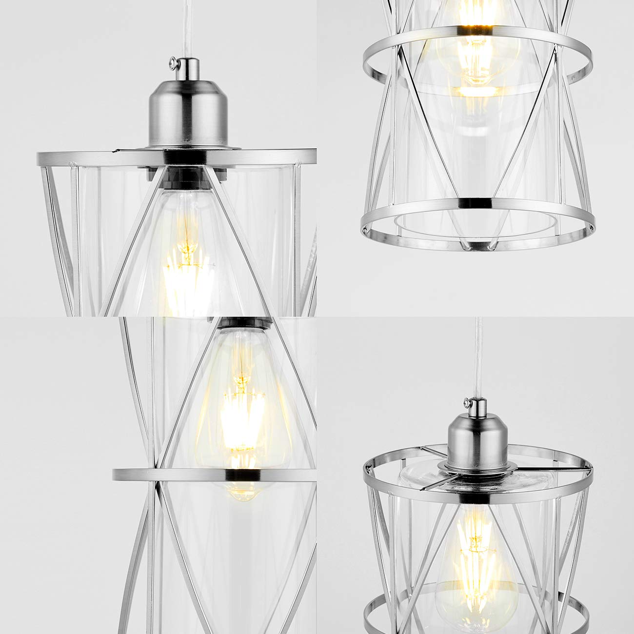 Shengqingtop Modern Mini Pendant Light With Clear Glass, Brushed Nickel Transitional Metal Pendant Lighting Fixture For Kitchen