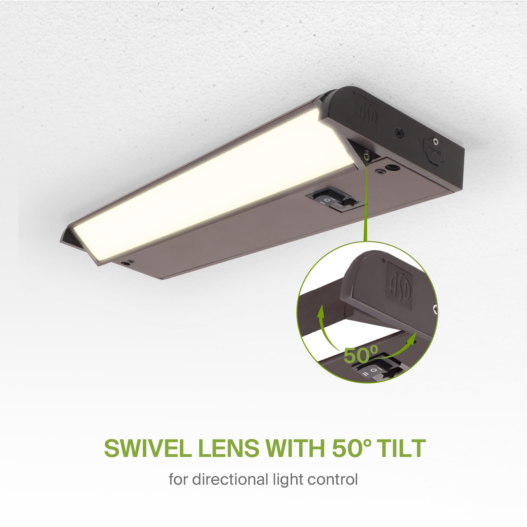 Asd Swivel Led Under Cabinet Lighting Bronze, 12 Inch 5W, Hardwired Or Plug-In, 2700K/3000K/4000K, Hi/Low Switch, Rotatable Lens
