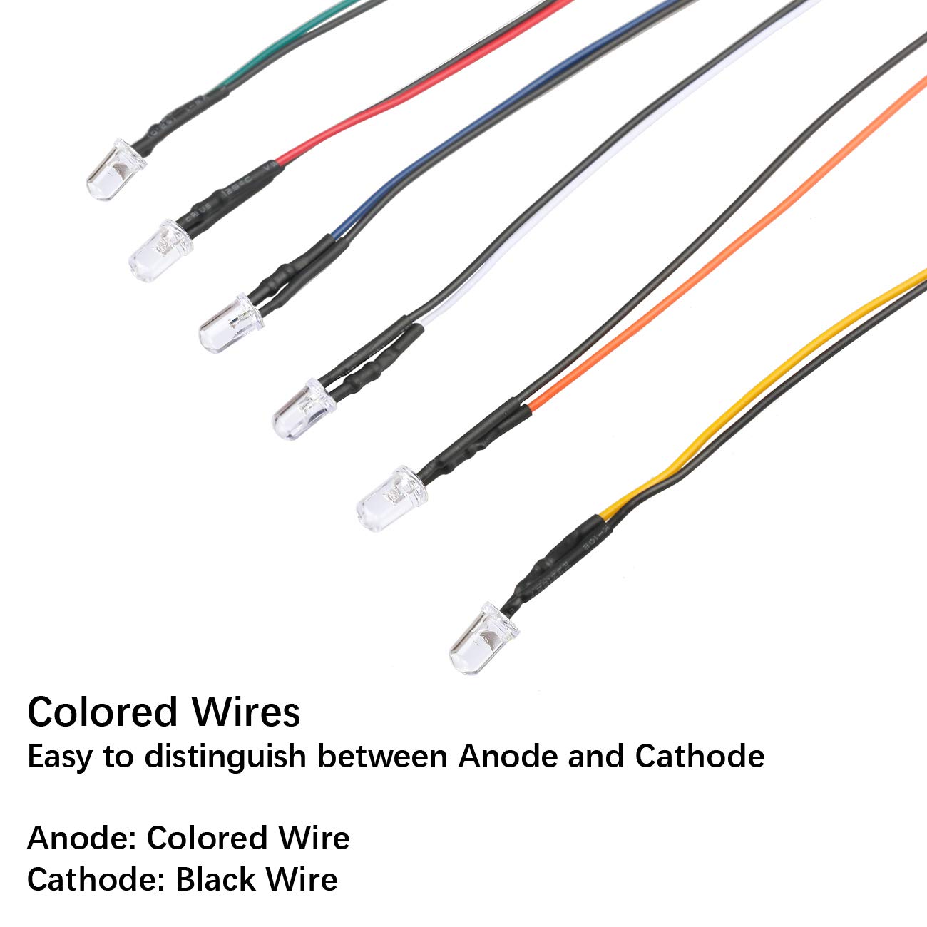 Edgelec 30Pcs 12 Volt 5Mm Rgb Fast Flasing Led Lights Emitting Diodes, Multicolor (Colors Changed Automatically) Pre Wired 7.9 Inch Dc 12V Led Light Clear Lens Small Led Lamps