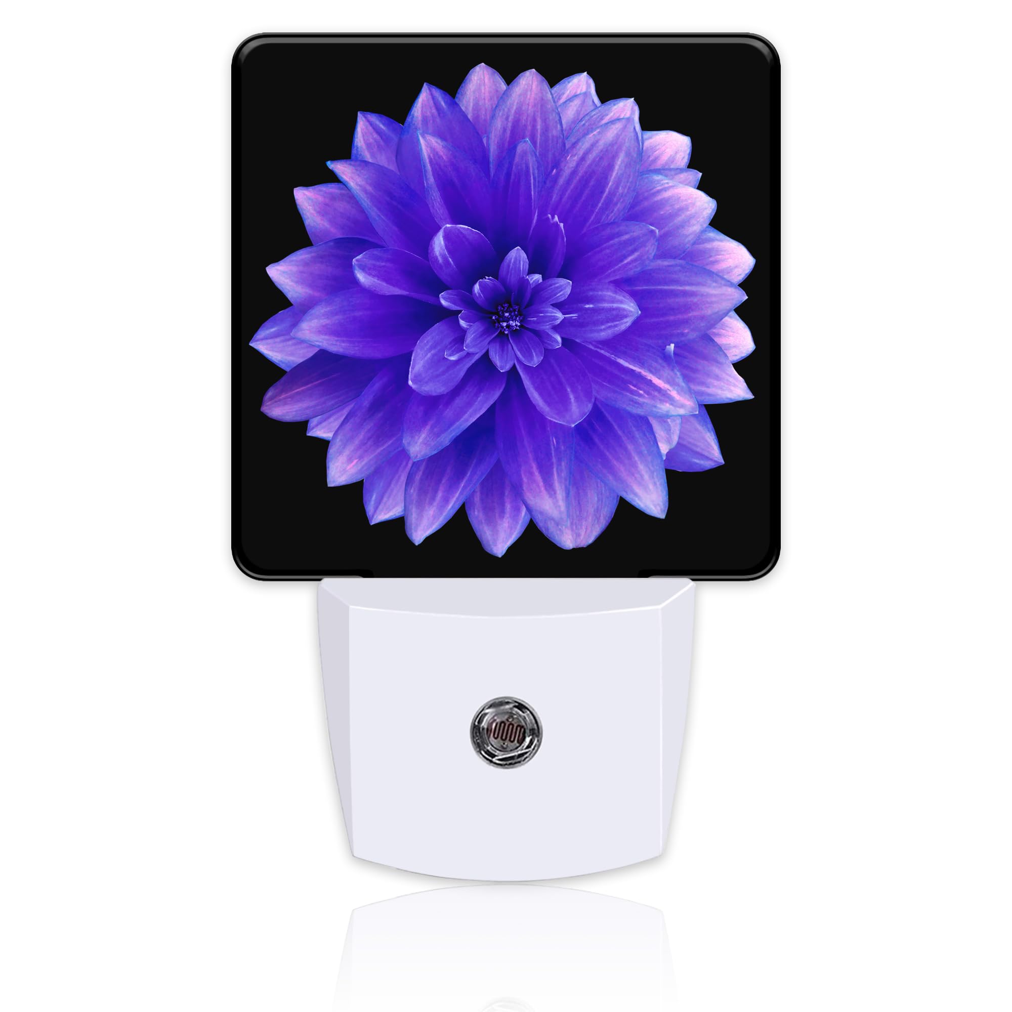sndheke Purple Dahlia Night Light, Plug-in with Dusk to Dawn Sensor, 0.5W Energy Saving, Floral Design, Model SBD04, Color13