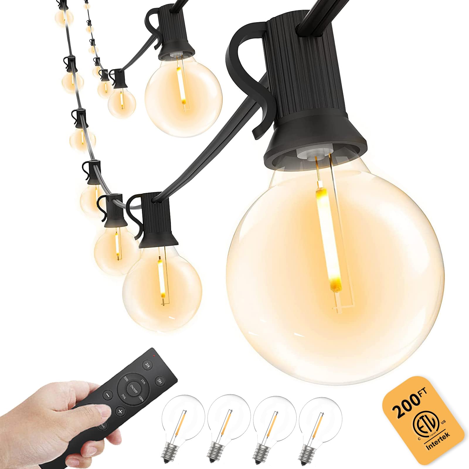 Yuusei Outdoor String Lights with Remote, 200ft Dimmable Patio Lights Outdoor Waterproof, String Lights for Outside with 100+4 S
