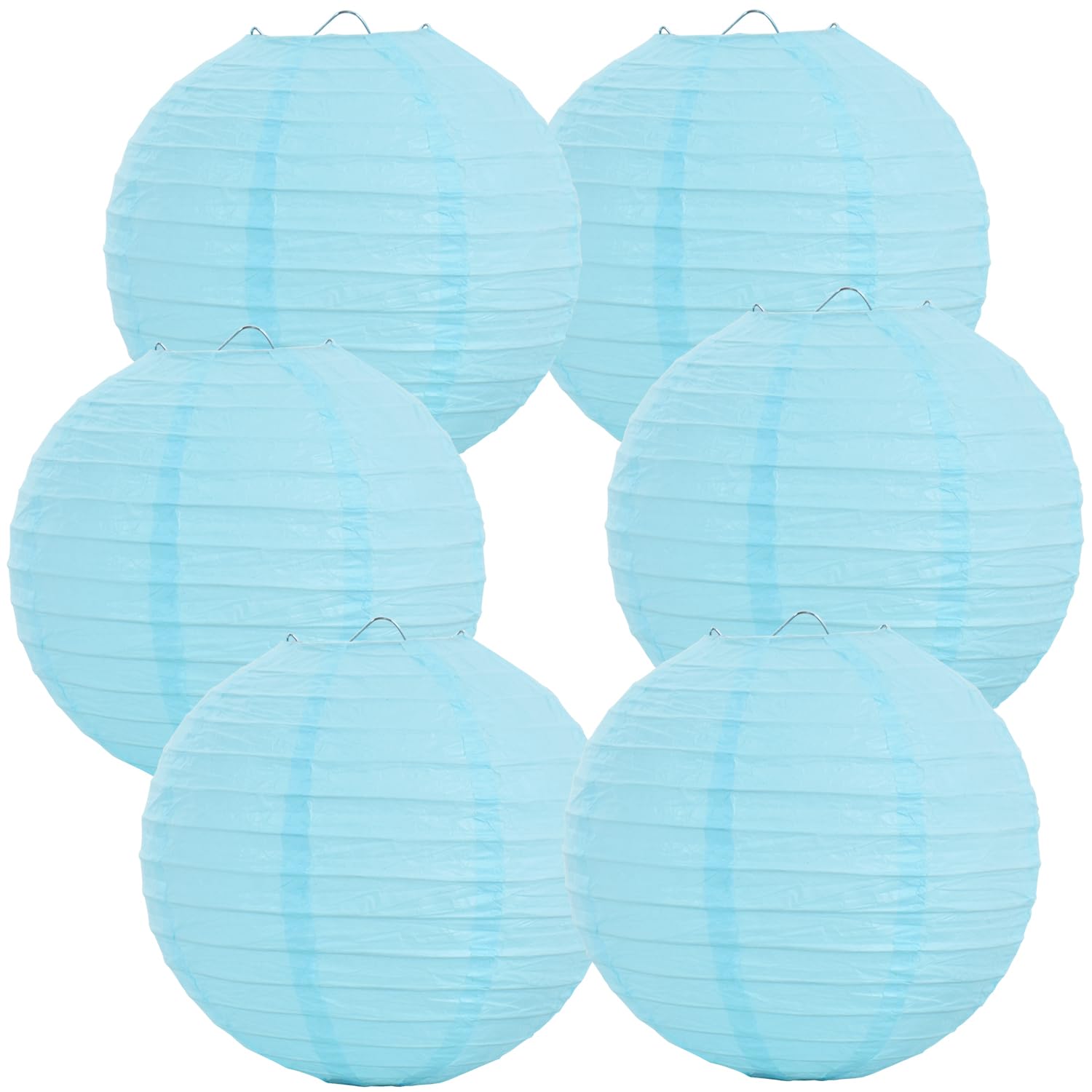BEISHIDA 12-Inch Light Blue Round Paper Lanterns Decorative Hanging Asia Chinese Japanese Paper Lanterns Lamp for Birthday Weddi