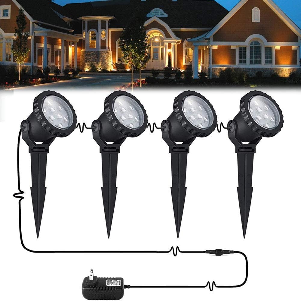 COVOART Outdoor Spot Lights 12W IP66 Waterproof 4 Pack Warm White Landscape Lighting Model SNTRJR-111687