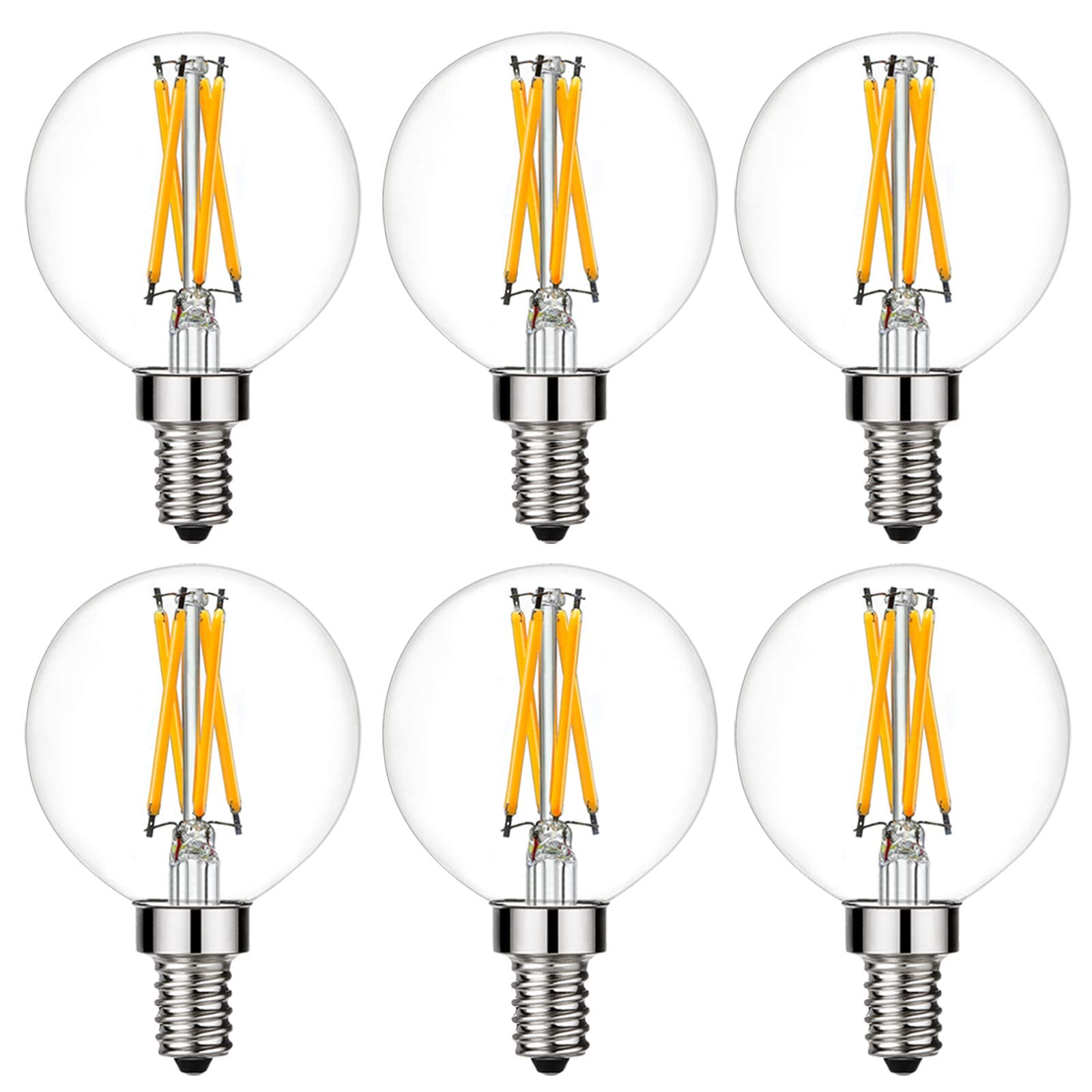 LiteHistory e12 led dimmable g16.5 Light Bulb 6W Equal 60 Watt 600lm AC120V e12 Candelabra Bulb 60 Watt for Chandeliers,Ceiling Fan,Vanity Warm White 2700K Globe e12 Light Bulb 6Pack