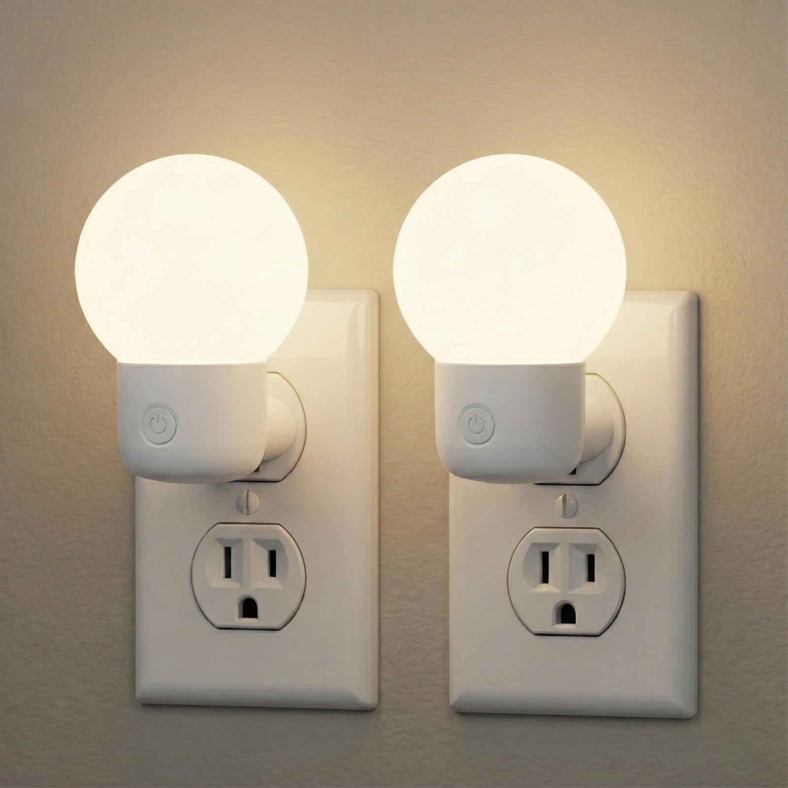 LED Night Lights Plug into Wall 2-Pack, Warm White/Cool White Adjustable,Tool Free Setup Plug in Night Light,1W Bright Nightligh