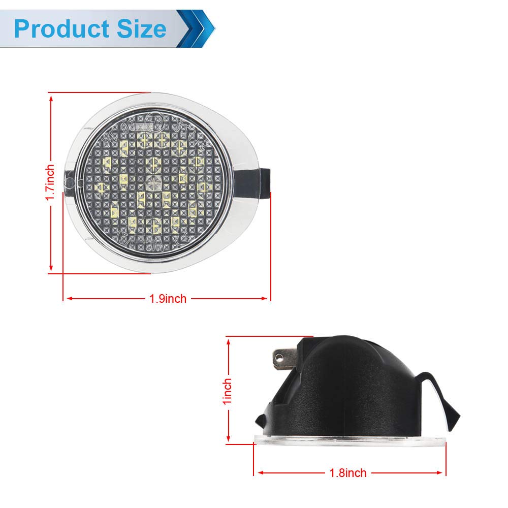 Mbuydiy Led Side Mirror Puddle Lights Lamp Compatible With 2007-2020 Tundra 2008-2020 Sequoia 6000K White, Pack Of 2