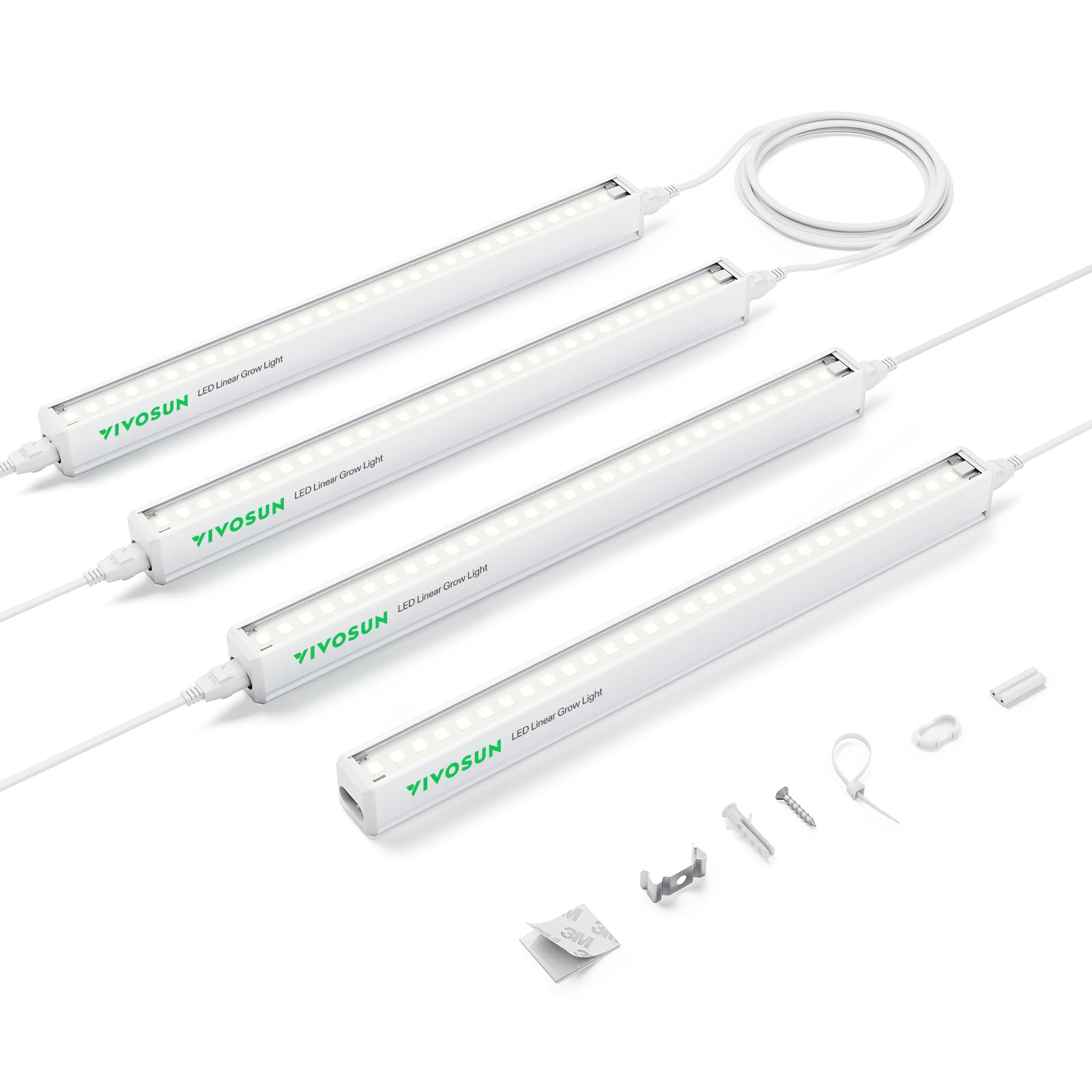 VIVOSUN T5 Grow Lights for Indoor Plants  5000K Full Spectrum 24W(4 X 6W)  1FT LED Plant Light Band for Seed Starting  Greenhouse  Hydroponics  SGS Compatible  Linkable  4-Pack