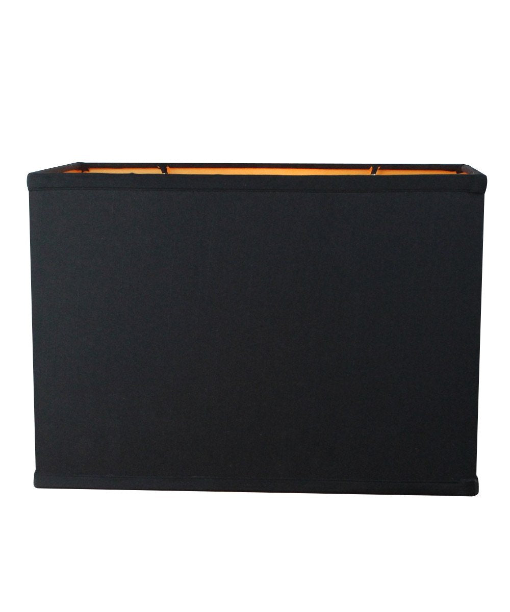 (14X8) X(14X8) X10 Rectangular Drum Lampshade Black Fabric With Brass Spider Fitter - Perfect For Table And Floor Lamps - Medium