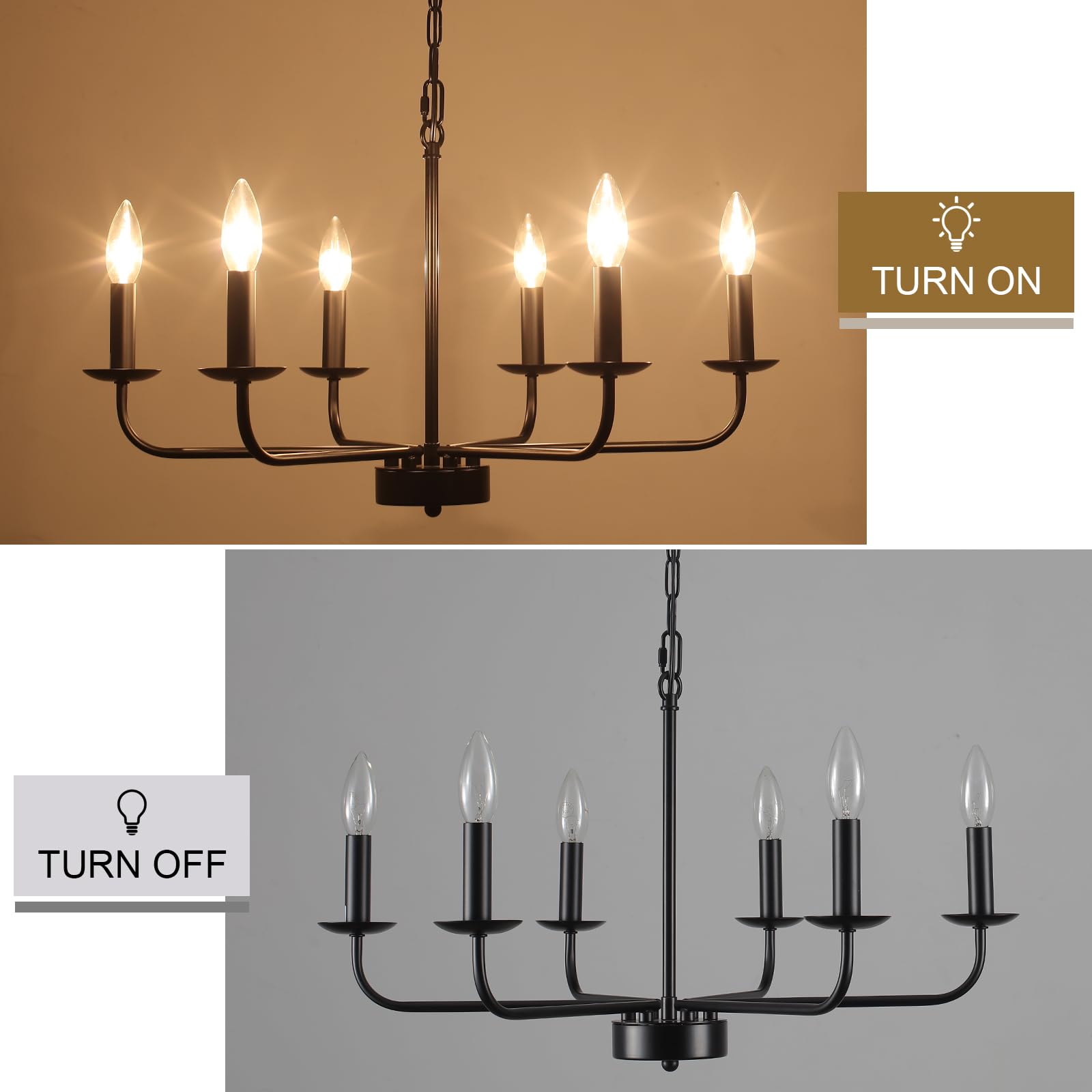 Zemsum 6-Light Plug-In Chandelier With Cord & Switch - Modern Hanging Lamp For Home Decor
