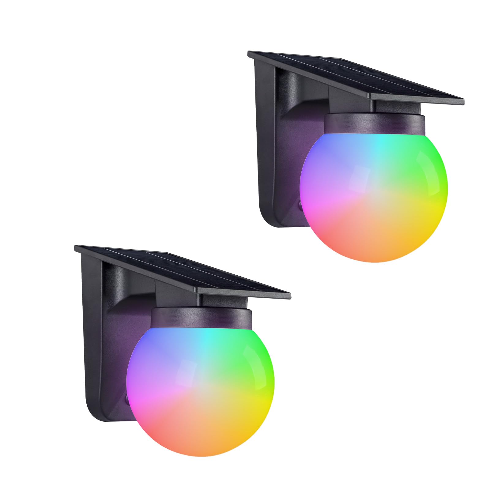 uBeverager Solar Fence Lights 2 Pack  RGB Color Changing  3 Lighting Modes  IP65 LED Waterproof Solar Lights for Outdoor Patio  Backyard  Deck  Fence  Railing - Color Glow & Durable