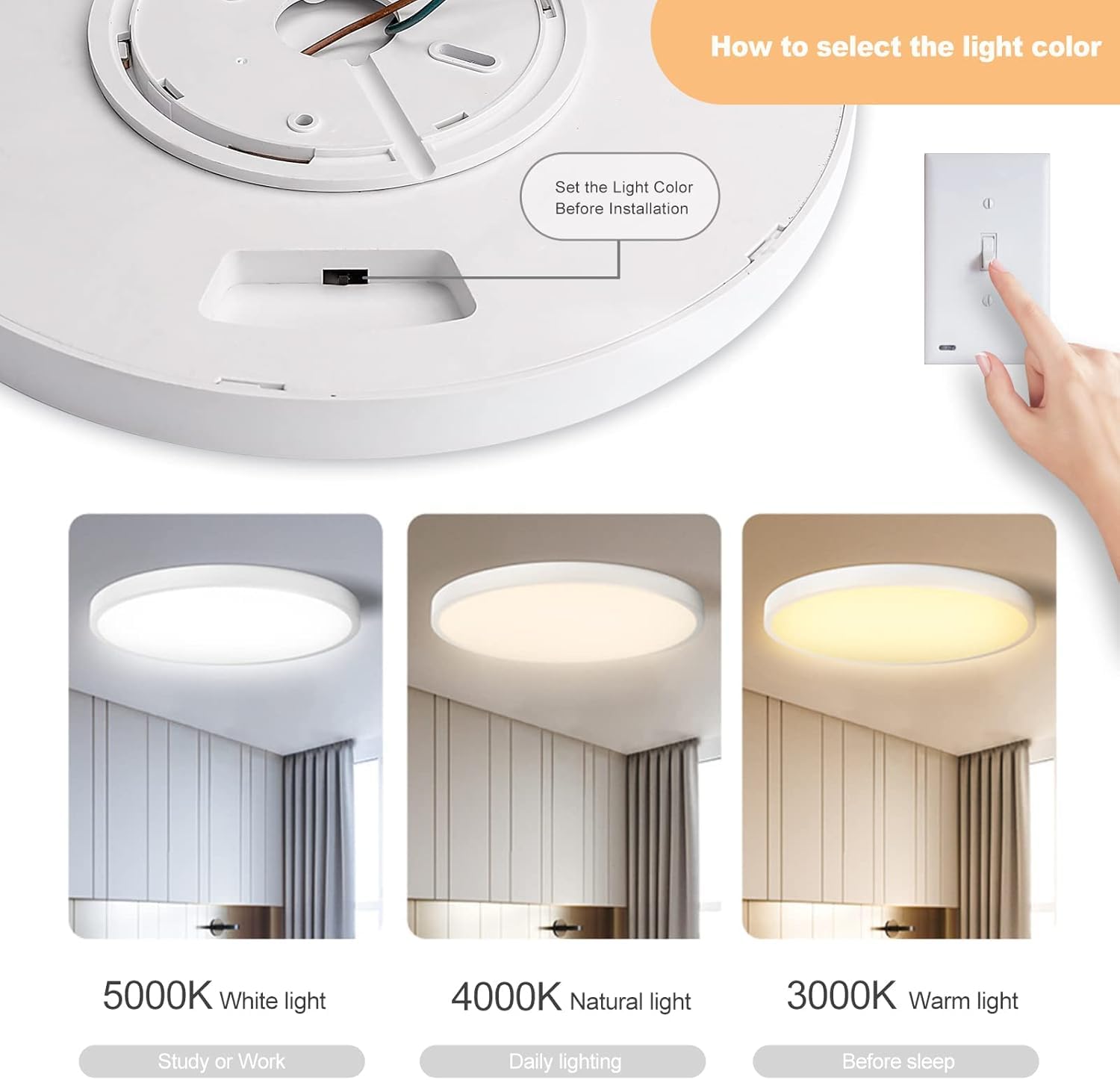 Yxx-Tech 12 Inch Flush Mount Ceiling Light,28W Surface Mount Led Ceiling Light Fixture For Bedroom Kitchen Bathroom Hallway,Dimm