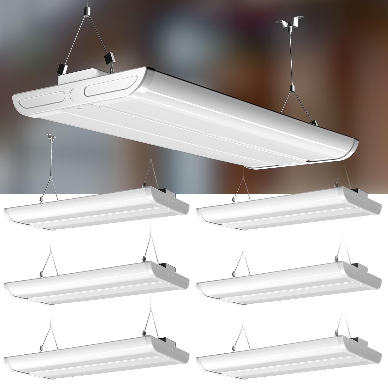 Lightdot 2FT LED High Bay Shop Lights with Flush/Suspended Mount  200W [Eqv.800W] 5000K 100-277V Commercial Lighting for Garage Workshop - 15-30FT Ceiling  Covers 2000 Sq.ft  UL Complied  6Pack