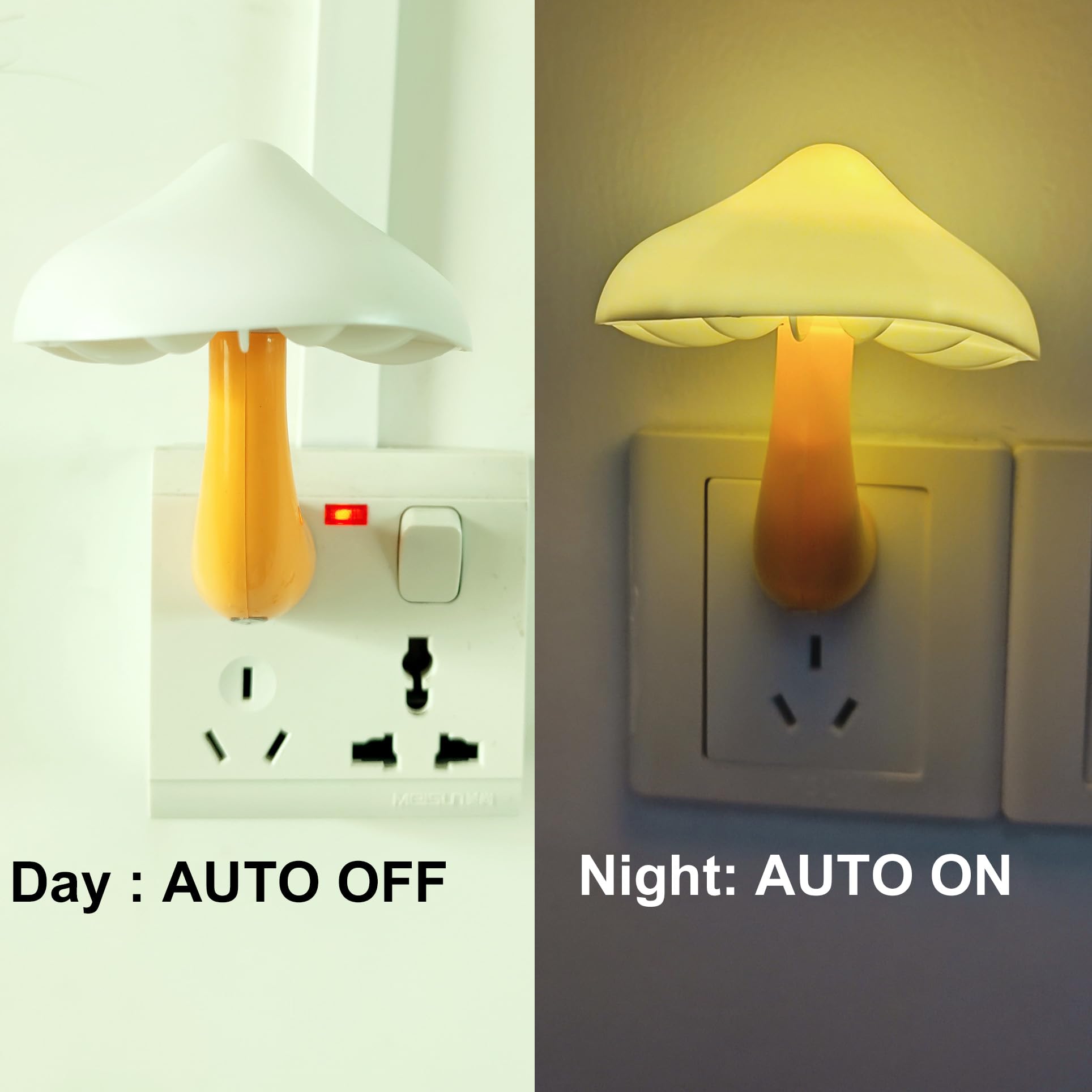 Ausaye Sensor Led Night Light Plug In Wall Lamp, Energy Saving Nightlight Cute Mushroom Night Lights For Adults Kids Bedroom,Bat