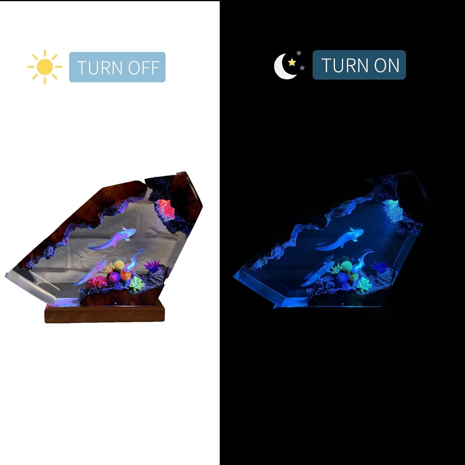 FOTN Axolotl Lamp Color Changing Handmade Resin Lamps Axolotl Night Light for Kids Decorative Unique Lamp for Bedroom (8 in)