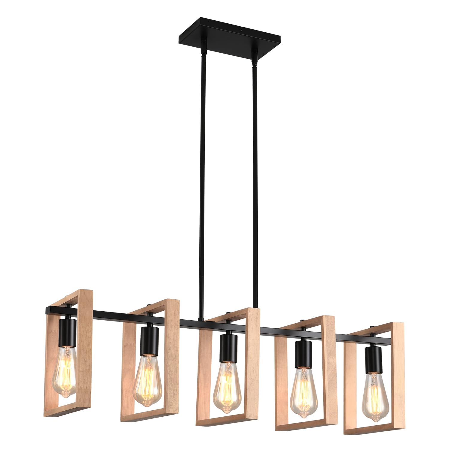 Kitchen Island Lighting Hanging For Farmhouse Linear Chandeliers Modern Chandelier Over Table  Matte Black Rustic Wood Ceiling Pendant Light Dining Room Hanging Light Rustic Wood