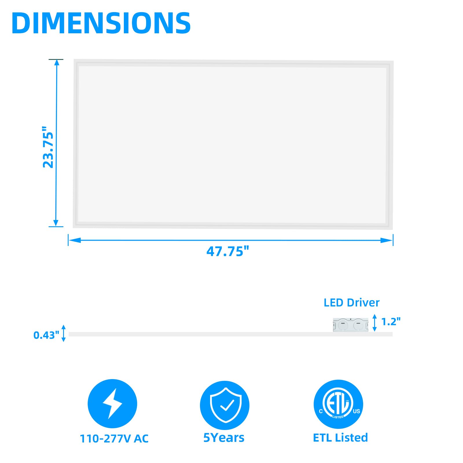 SEURON 2x4 LED Flat Panel Light Fixture, 7800LM, 5000K, Dimmable, 4 Pack, Aluminum, ETL Listed