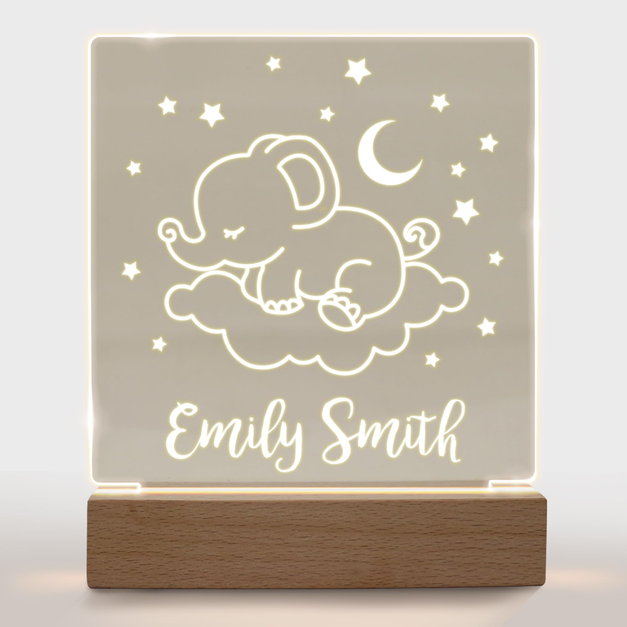 Personalized Night Light For Kids Girls Boys Customized Gifts For Baby Boy Bedroom Elephant