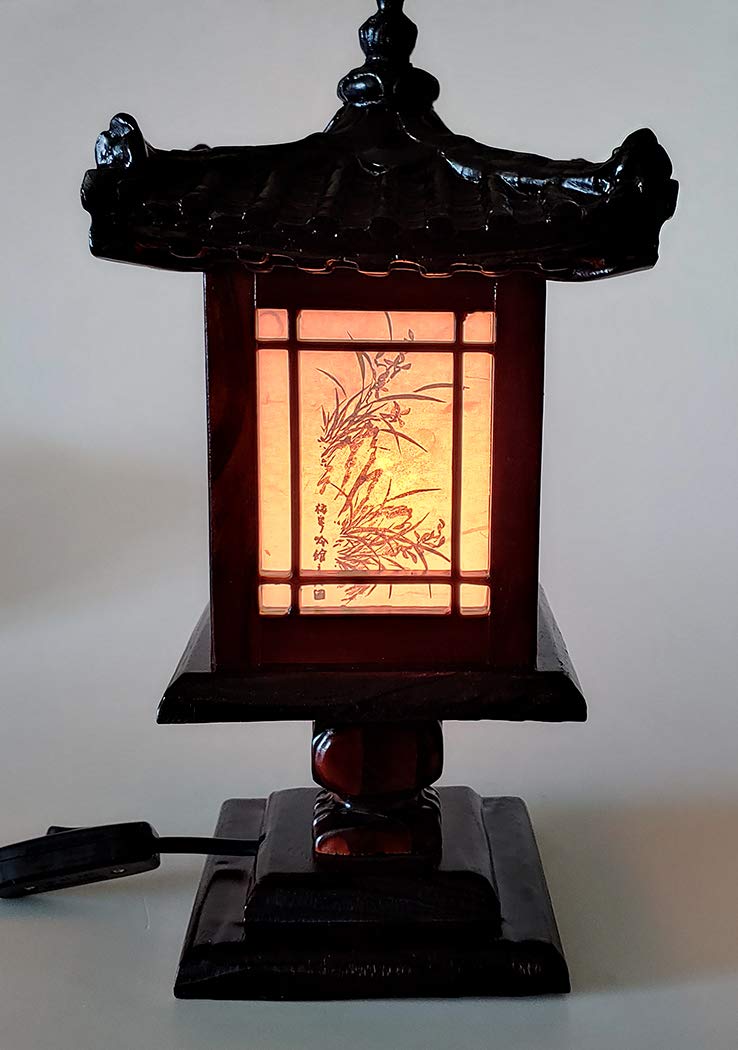 Traditional Korean Wood Lamp | Handmade Asian Oriental Table Lantern | Bedside Bedroom Accent Light | Unique Gift Idea | Hanok D