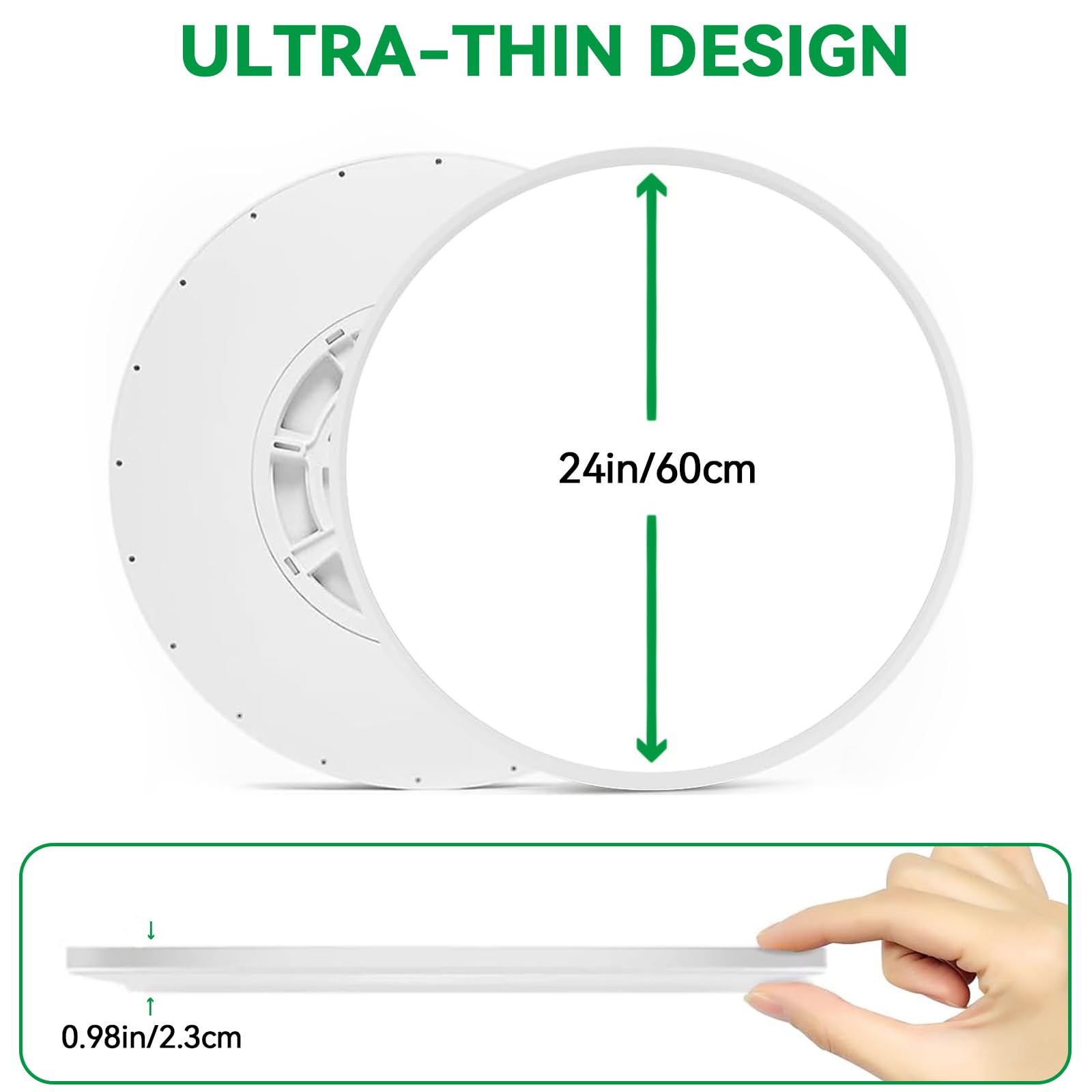 Aprzlee 24 Inch Flush Mount Ceiling Light, 56W 5600 Lm Ceiling Light Fixture With 3 Cct Selectable 3000K/4000K/ 6500K, Slim Roun
