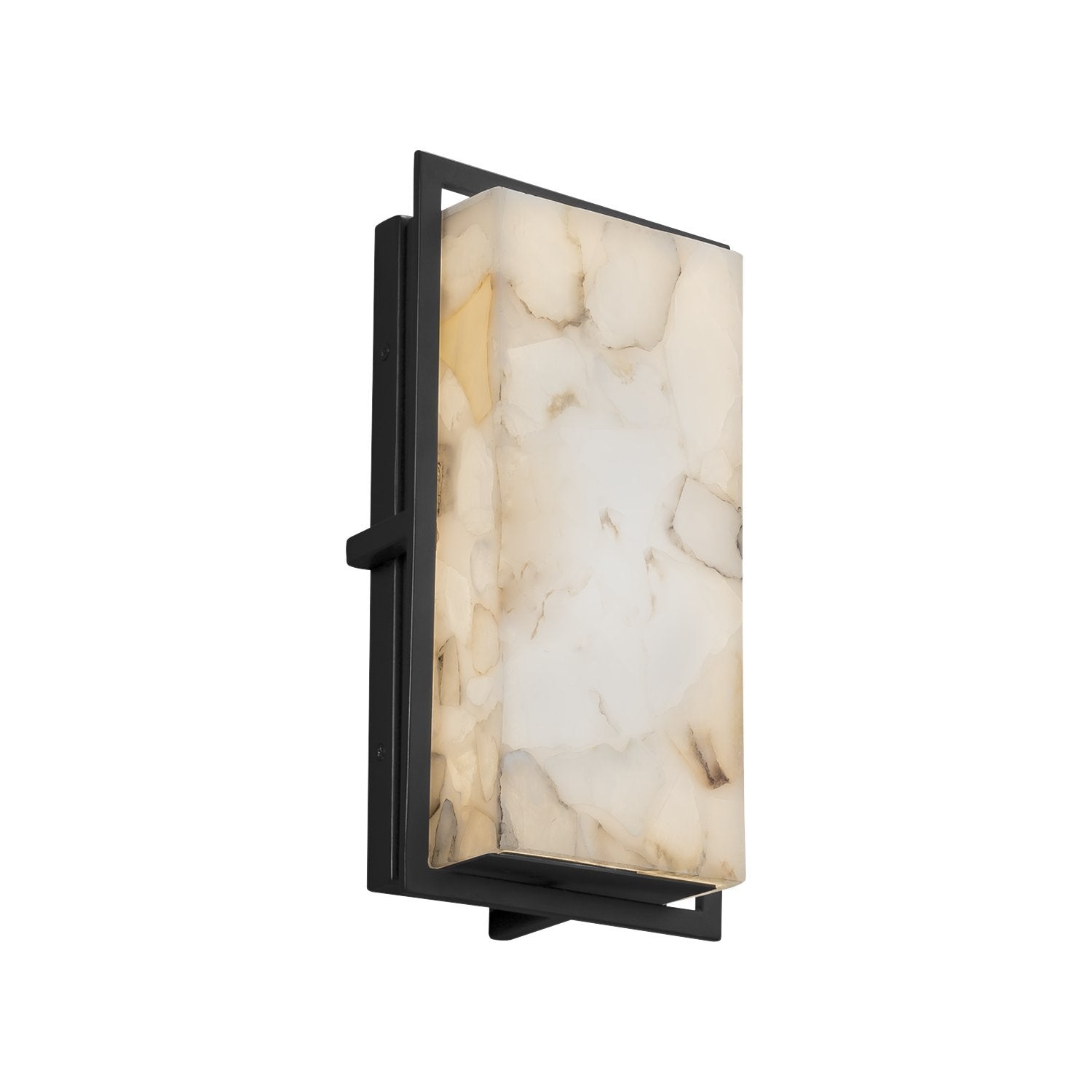Alabaster Rocks! - Avalon Small LED Outdoor Wall Sconce with Alabaster Rocks Shade - Matte Black Finish