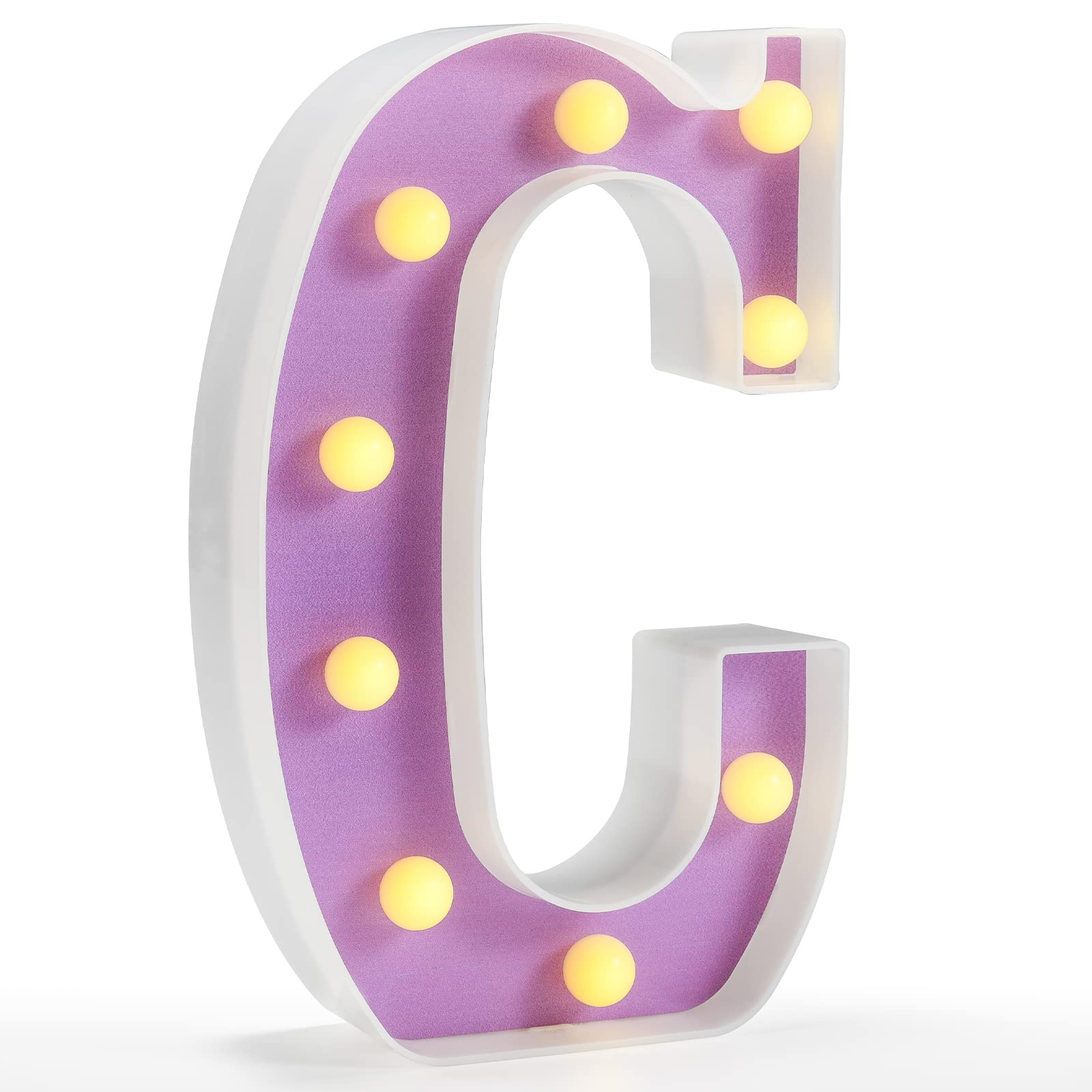 Pooqla LED Letter Light Sign, Purple Colorful DIY Marquee Night Light, Size C