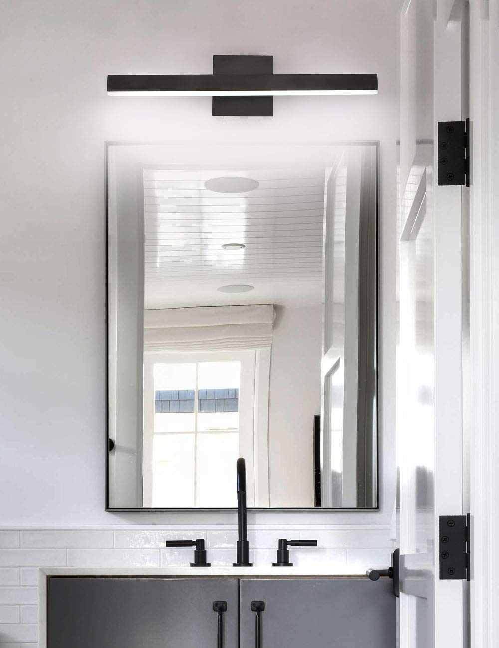 Joossnwell Led Bathroom Vanity Lighting Fixture Morden Bath Light Bar 23.62'' Inch Black Wall Sconce 18W 4000K