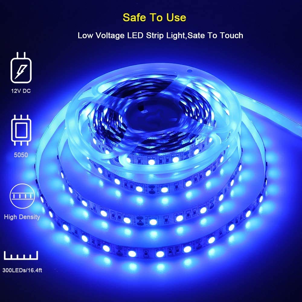 Vbakor Pontoon LED Strip Lights, Waterproof 12V 5M Marine Deck Light, Blue, Model VH284605
