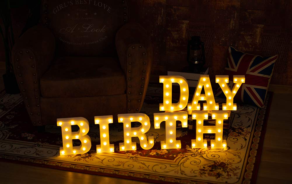 Yorulory LED Letter Lights Sign Letters Light Up Letters Sign for Night Light Wedding Birthday Party Battery Powered Christmas L