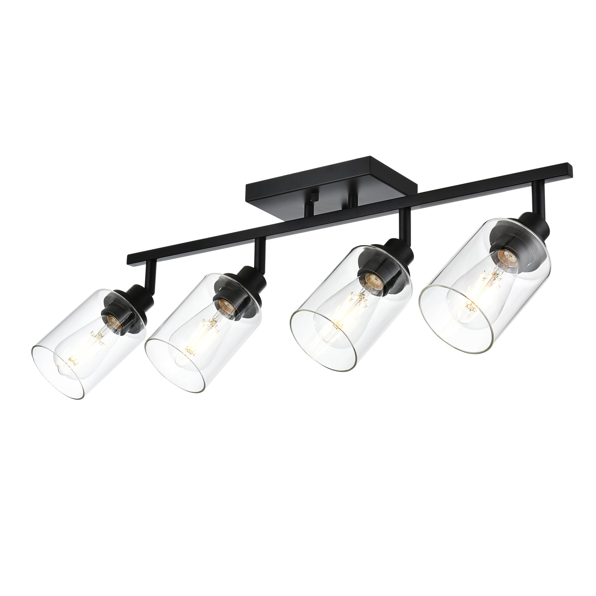 Wanluce 4-Light Track Lighting Kit Black Track Lighting Fixtures Bathroom Wall Sconces Ceiling Mount Kitchen Tracking Lights  Rotatable Spotlight With Clear Glass Shade For Kitchen Shop Hallway