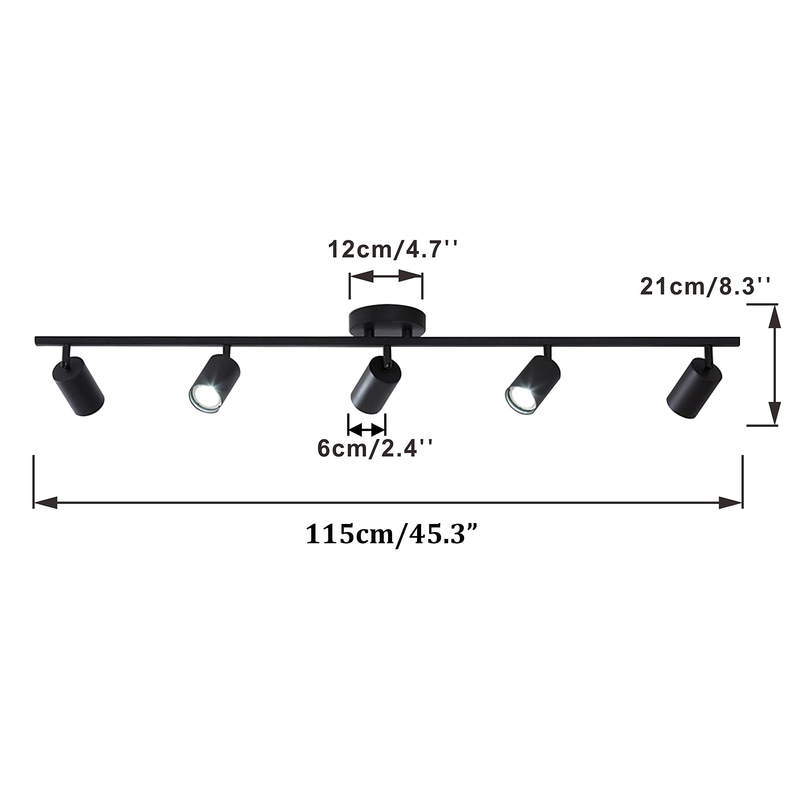 Kco Lighting 5 Light Led Track Lighting Adjustable 5 Way Ceiling Mount Spotlights Matte Black For Kitchen Gallery Dining Room (5