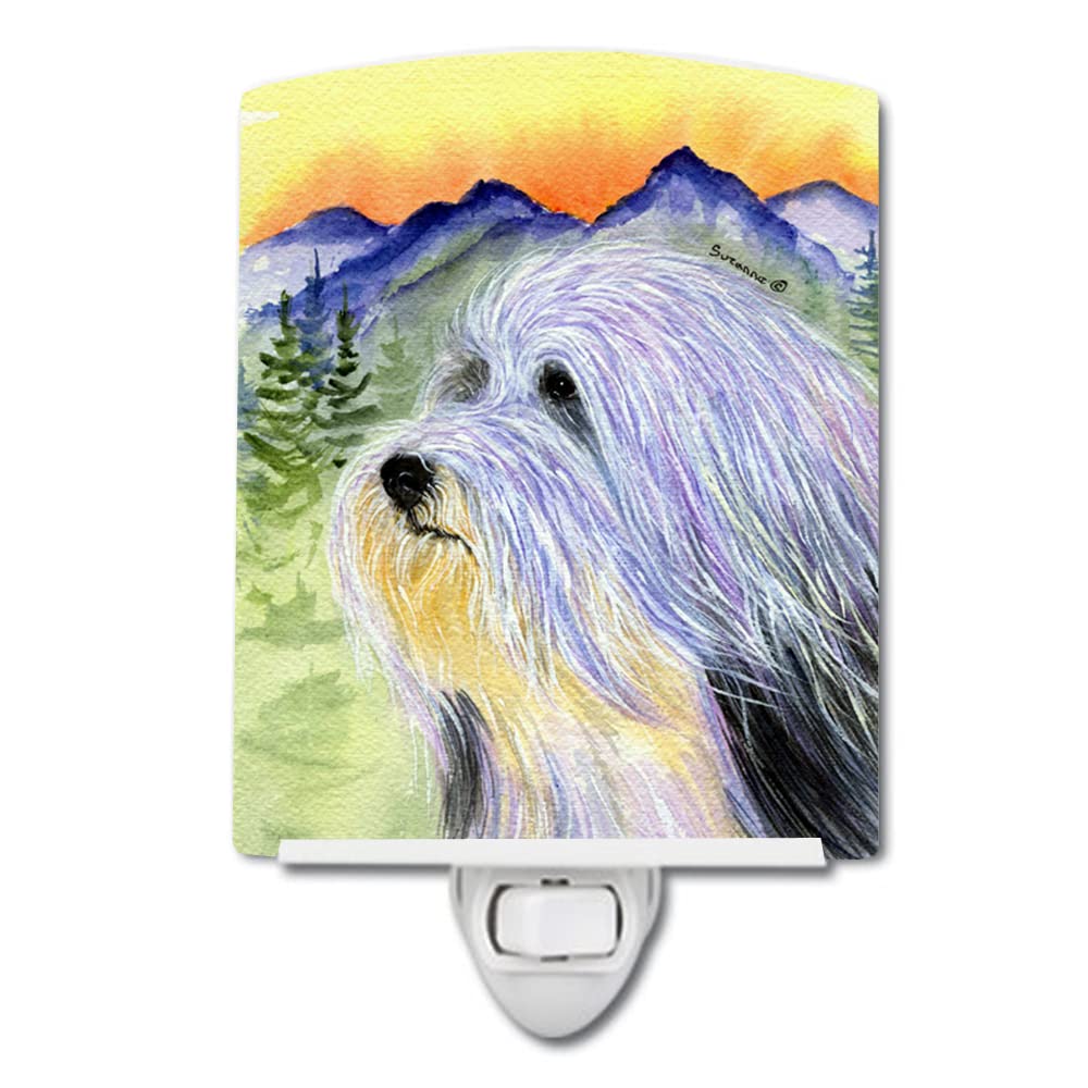 Caroline'S Treasures Ss8244Cnl Bearded Collie Ceramic Night Light Compact, Ul-Certified, Ideal For Bedroom, Bathroom, Nursery, Hallway, Kitchen, 6X4X3, Multicolor