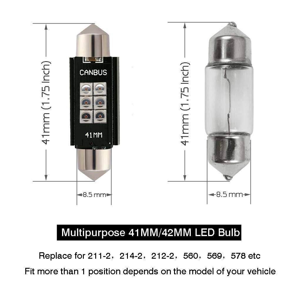 Ibrightstar Newest 9-30V Extremely Bright 211-2 212-2 578 Festoon Led Bulbs Error Free 1.61'' 41Mm For Interior Map Dome Lights