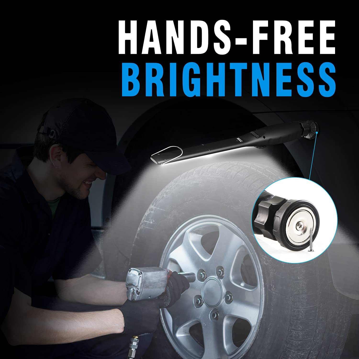 Dr. Prepare Led Work Light, 700 Lumens Rechargeable Work Light, Cordless Portable Magnetic Cob Led Work Light, Inspection Light For Car Repair, Home, Garage, Emergency, 2 Pack