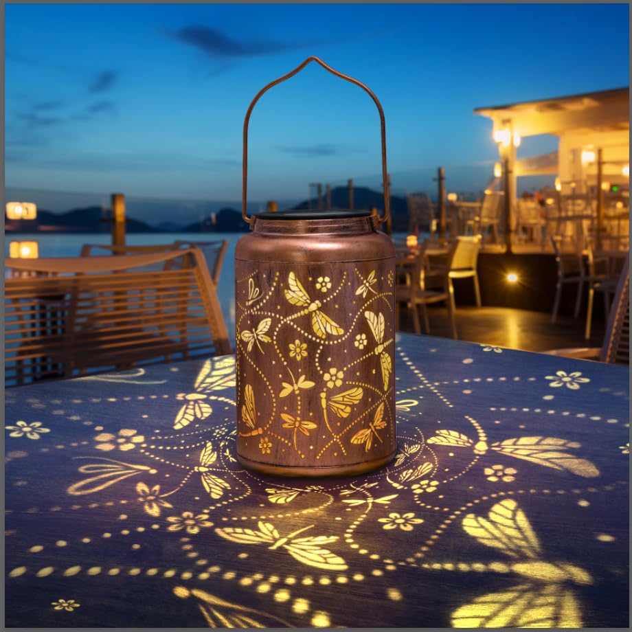 Christmas Gifts For Woman  2 Packs Dragonfly Solar Lanterns Outdoor Waterproof Dragonfly Gifts  Metal Hanging Lanterns For Patio Porch Garden Decor