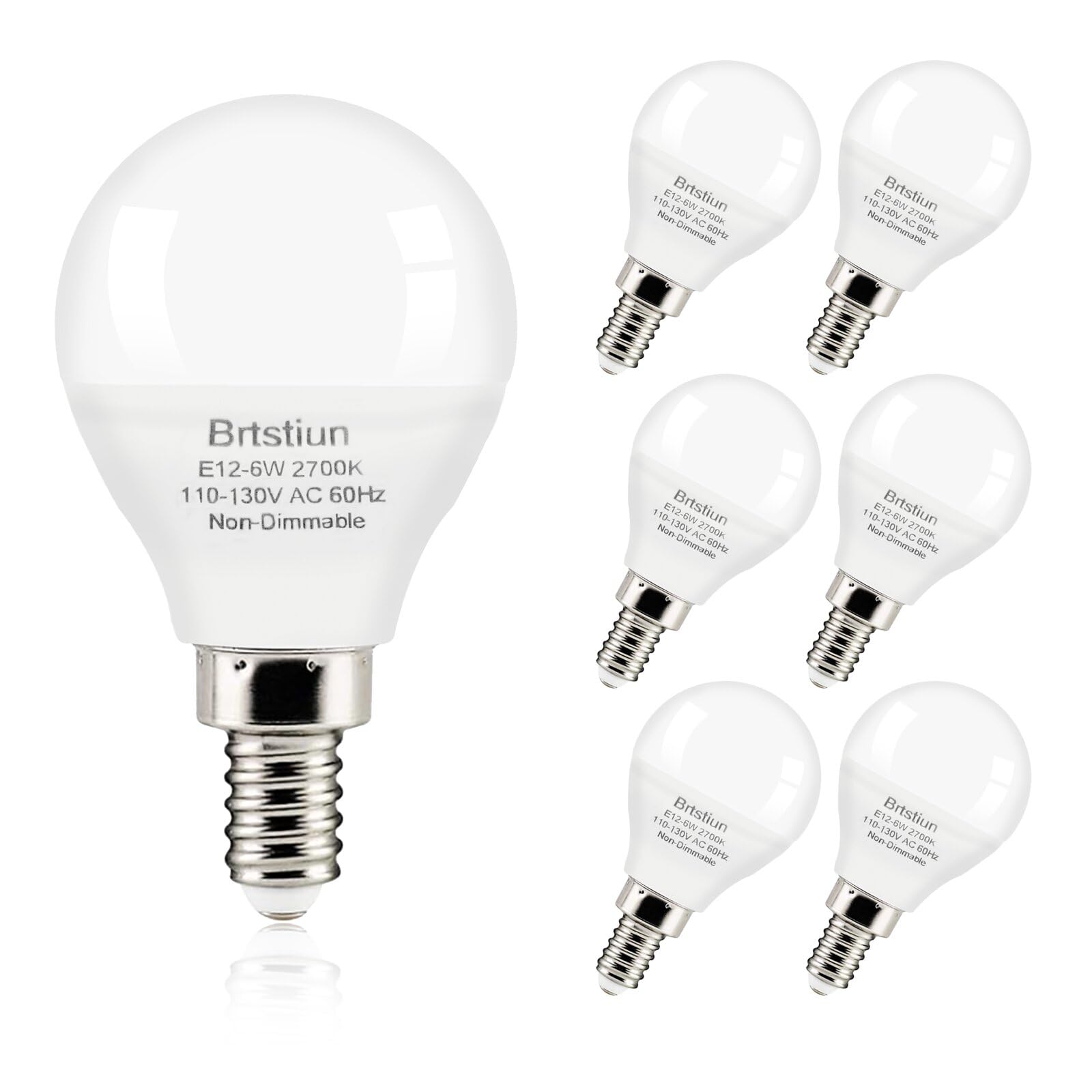 Brtstiun G45 Led Bulb, Light Bulbs For Ceiling Fan, 40W Equivalent, Warm White 2700K, 6W Small Base Candelabra E12 Led Bulb, 600